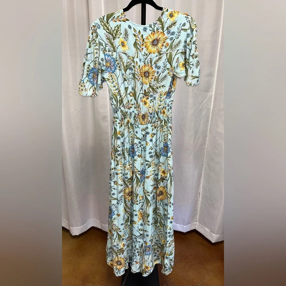 ABEL THE LABEL blue floral high low dress | size medium - Picture 4 of 8